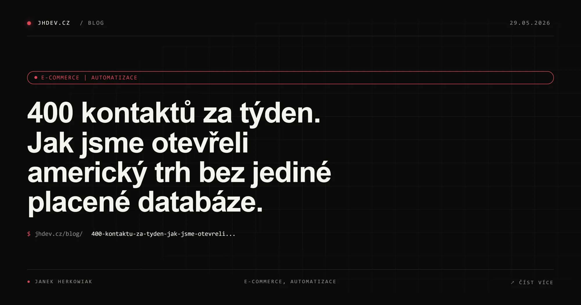 400 kontaktů za týden. Jak jsme otevřeli americký trh bez jediné placené databáze.